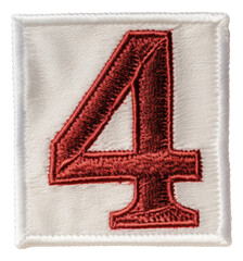 number 4 embroidery patch isolated.