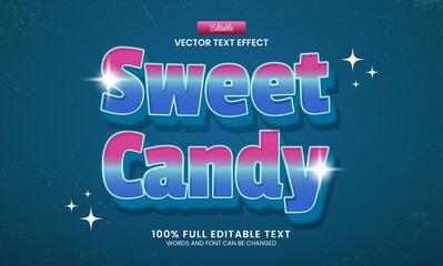 Poster - Design editable text effect, sweet candy 3d cartoon vector illustration