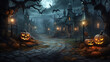 Pumpkin jack creepy in halloween day concept on black background