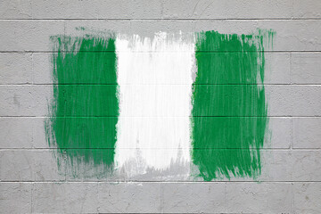 Wall Mural - Nigerian flag colors painted on brick wall