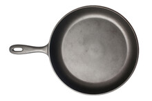 Empty Cast Iron Pan Isolated On Transparent Background, Top View