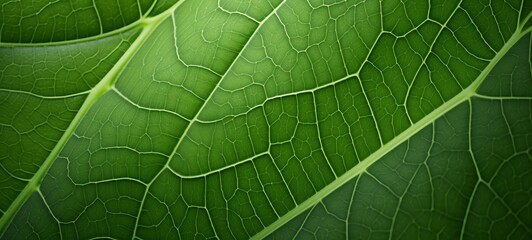 Wall Mural - Abstract close-up macro image of green organic leaf