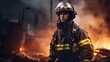 © sawitreelyaon - Firefighter men working in dangerous situation, Intense and bravery of firefighter on duty.