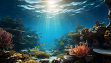 Fototapeta Do akwarium - Ocean coral reefs underwater. Generative AI