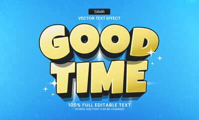 Wall Mural - design editable text effect, good time 3d cartoon vector illustration
