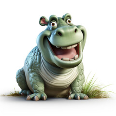 Canvas Print - 3d cartoon cute hippo