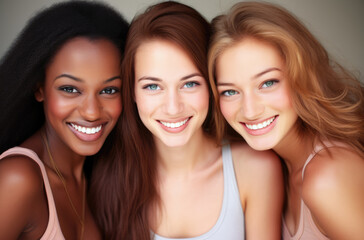 Group of cheerful young women together