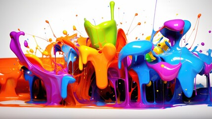 Poster - Bright colorful swirling design. Modern art waves. Splashes of paint and smoke in rainbow color background wallpaper. 3D paint splash.