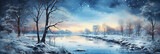 Fototapeta Natura - Watercolor, Night winter nature background