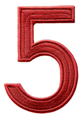 number 5 embroidery patch isolated.