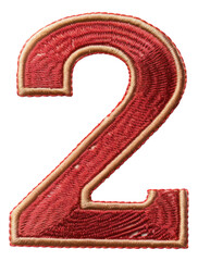 number 2 embroidery patch isolated.