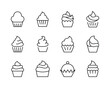 cream cupcake muffin outline icons set illustration confectionery line icon set, editable stroke isolated on white, linear vector outline illustration, symbol logo design style Sweet food