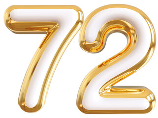 3d number 72 - gold number