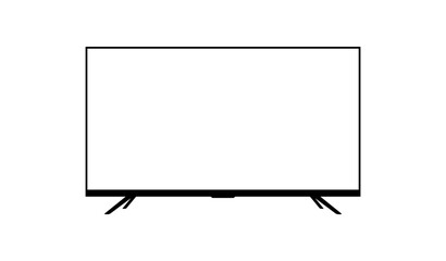 Wall Mural - Flat Television White Screen Mockup TV Stand Vector Illustration