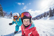 © Photocreo Bednarek - Children skiing in the mountains, happy wintertime, winter break
