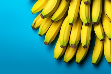 A pure blue banner background adorned with rows of ripe bananas