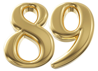 3d number 89 - gold number