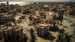 Leinwandbild Motiv Aerial image of flooded North African streets in Libya.