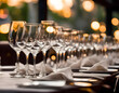 © anmitsu - Glasses placed on restaurant table with table coordination setup and sparkling bokeh background