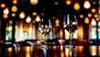 © anmitsu - Glasses placed on restaurant table with table coordination setup and sparkling bokeh background