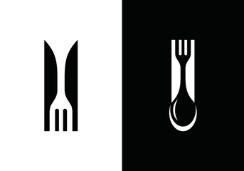 Wall Mural - knife and fork spoon logo design. icon symbol for health restaurant food diet and etc.