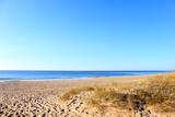 Fototapeta Nowy Jork - Dunes with blue sky over the baltic sea, unesco world biosphere reserve, slowinski national park, polish baltic sea coast, leba, pomeranian, poland