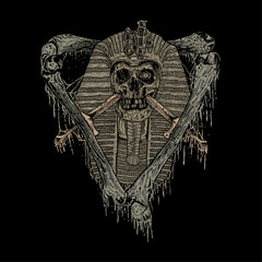 Wall Mural - ink skull mummy death metal illustration. illustration for t-shirts, dark art, horror art