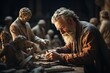 © Prathankarnpap - Older Man sculptor creates sculpture clay human model, Generate With Ai.