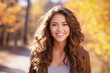 © pariketan - Young smile latin hispanic woman walking at park in autumn morning