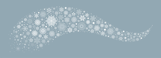 Poster - Christmas border. Snowflakes border with stars. Winter background with white decorations on Blue background