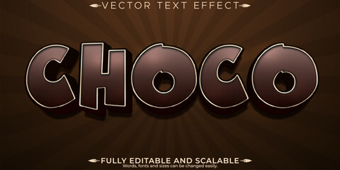 Choco editable text effect, bakery and biscuit text style