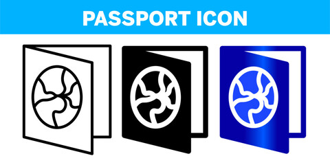 VECTOR PASSPORT ICON IN STROKE AND FILL AND COLOR VERSION