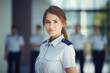 © Anastasiia - Woman Guard On Defocused Background Corporate Campuses . Сoncept Gender Equality In Corporate Campuses, Women As Guards On Corporate Campuses, The Benefits Of Defocusing
