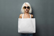 template woman market buy shopping fashion white layout bag cotton purchase. Generative AI.