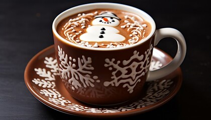 Wall Mural - Christmas gingerbread coffee with snowman decoration