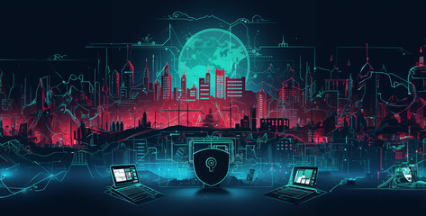 Wall Mural - cybersecurity large banner drawing hd wallpaper