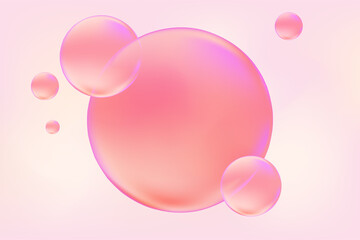 Cute pink 3d bubbles, for trendy presentation design, modern gradient wallpaper design for social media, poster, flyer, card, web page design.
