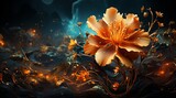 Fototapeta Storczyk - Fire flowers, generative AI
