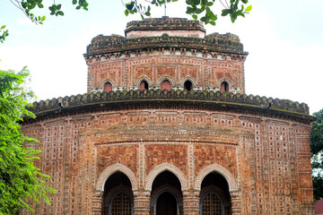 Front view of Kantanagar Temple, commonly known as Kantaji Temple or Kantajew Temple located in Dinajpur, Bangladesh formed in 18th century 