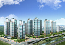 City Skyline With Skyscrapers, 3D Rendering Of A Modern High Rise Apartment In Yangdong 