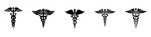 Caduceus Snake Icons Set. Medical Snake Logo On White Background. Vector Illustration. Vector Graphic. EPS 10	
