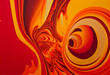 © Wanwisa - An abstract painting with red orange and yellow swirls on it side and red and yellow background.