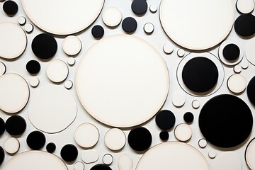 Wall Mural - A bunch of black and white circles on a white