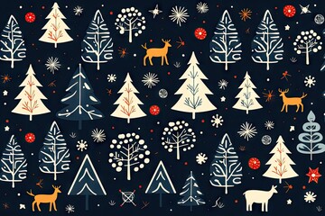 Sticker - Background illustration with typical Christmas