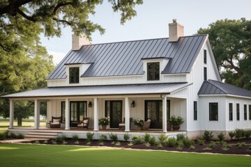 Modern farmhouse exterior with fresh paint