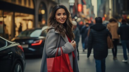 woman walking in the city Steadicam