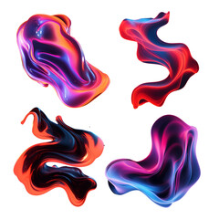 Wall Mural - colorful wavy liquid shapes isolated. melted volcanic magma, fluid substances