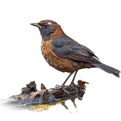 Wall Mural - Rusty blackbird bird isolated on white background.