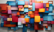 Wallpaper With Colorful 3D Rectangles Of Different Sizes.