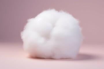 Canvas Print - A white cotton ball sitting on top of a pink surface. Suitable for beauty, skincare, or hygiene concepts.